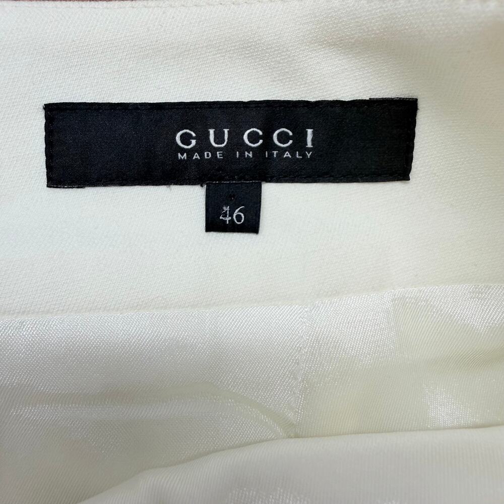 Archival Gucci 2007 Cream High-Waist Tailored Pencil Skirt IT 46 / US 10 Capsule - Picture 8 of 10